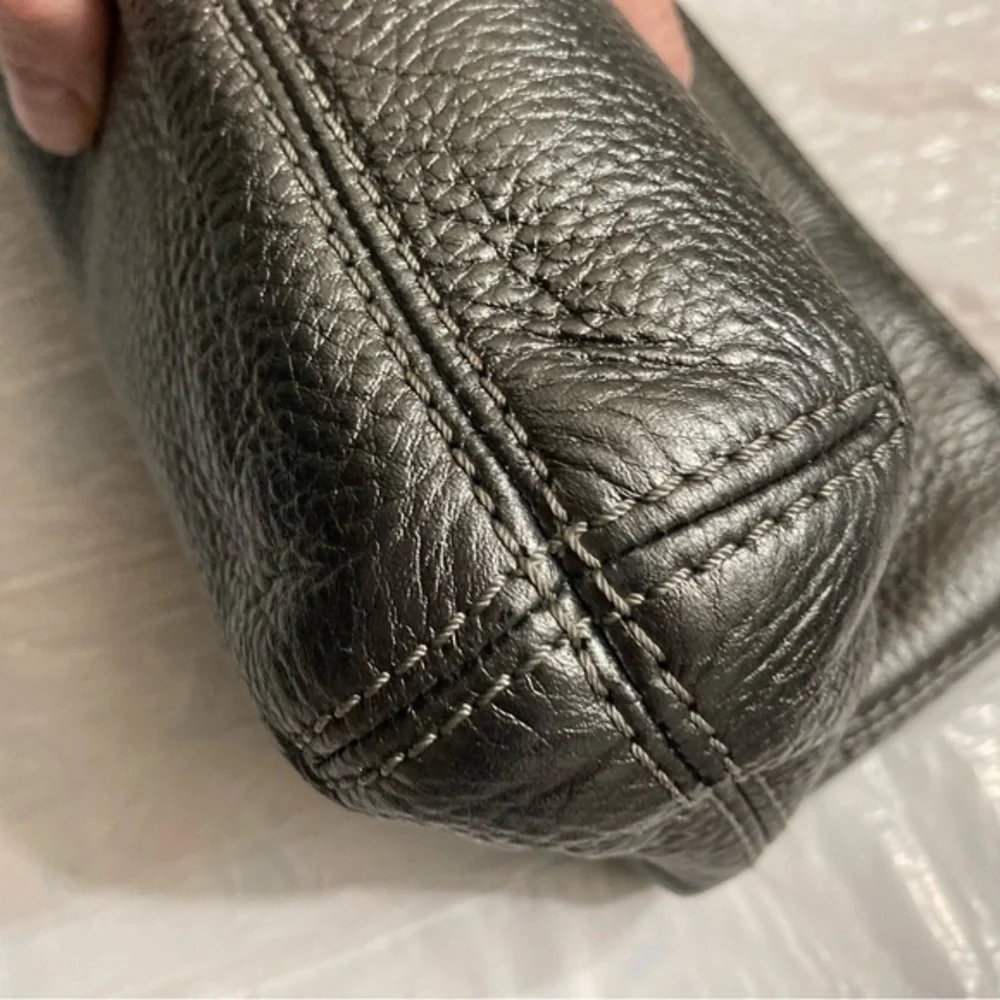 Michael kors silver leather evening party clutch bag